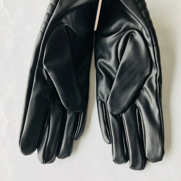Elle  Women’s Gloves With Lining Black  Patterned Faux Leather - Picture 3 of 6